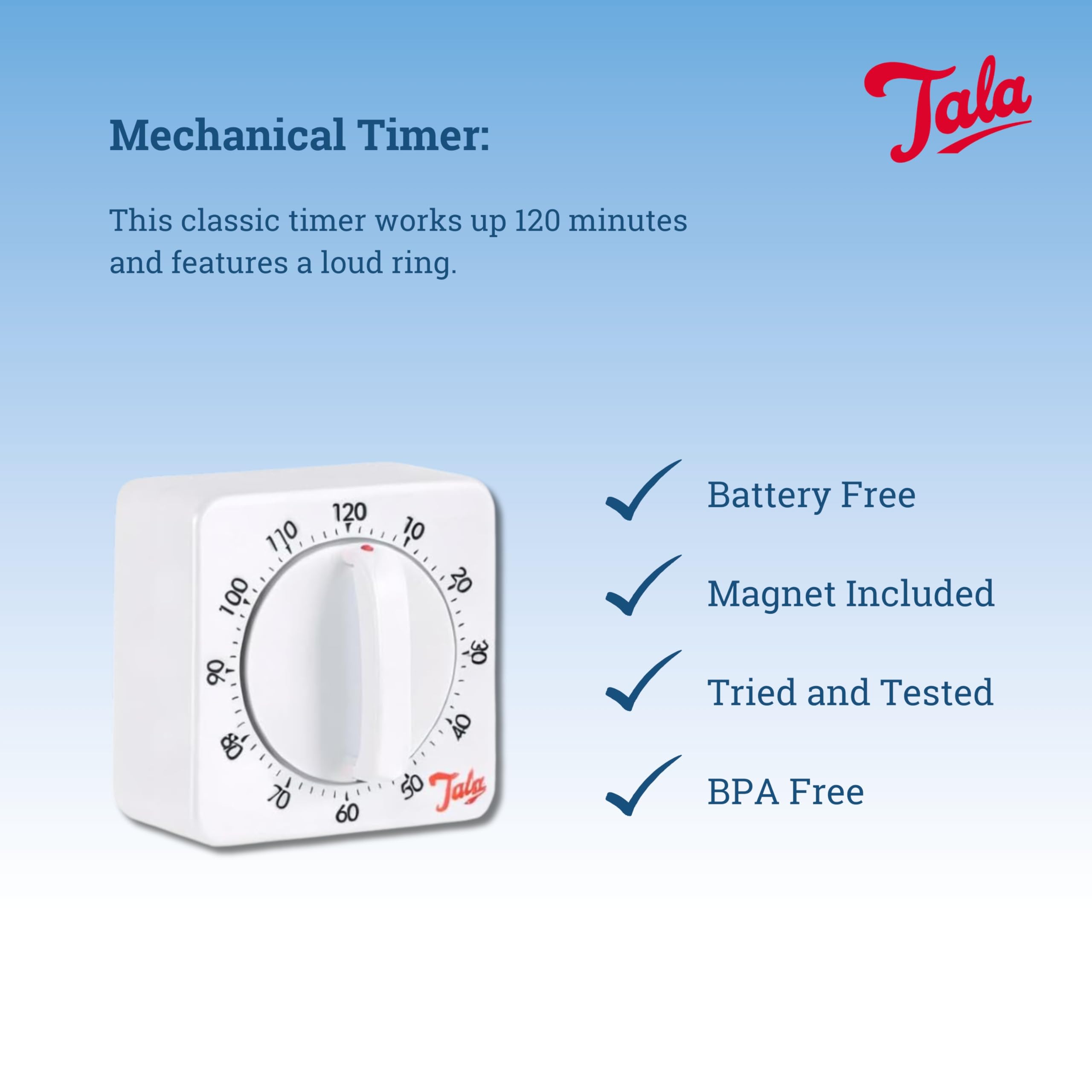 Amazon.com: Tala Classic 2 Hour White Mechanical Timer, 60 Minute